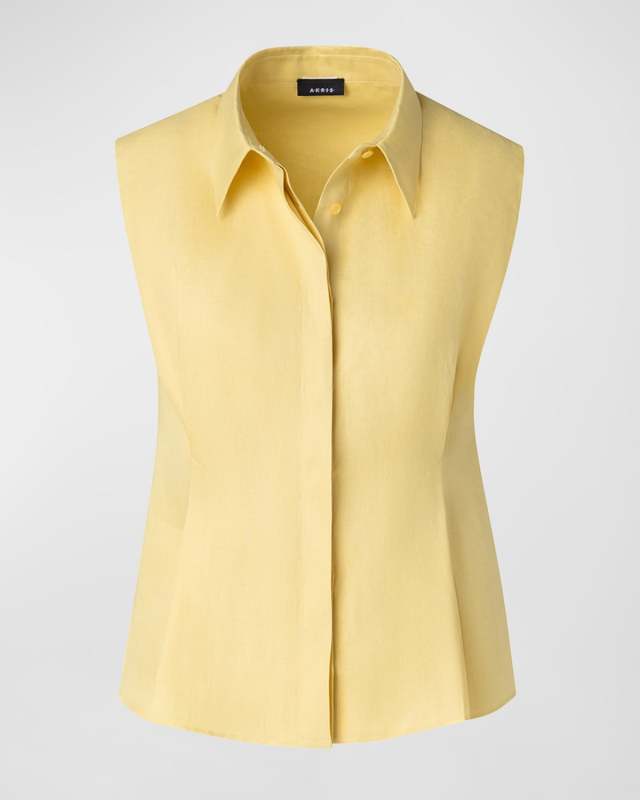 Button-Front Linen Blouse